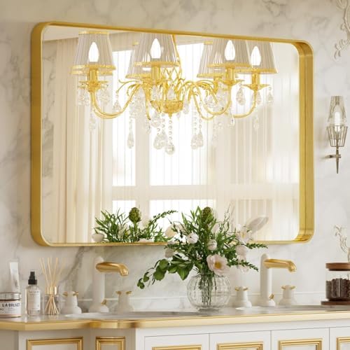 VooBang Bathroom Mirror 24"x32", Gold Gorgeous Deep Frame Wall Mirror