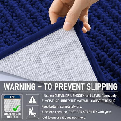 OLANLY Small Bathroom Rugs 24x16, Thick Soft Absorbent Chenille Bath Rugs