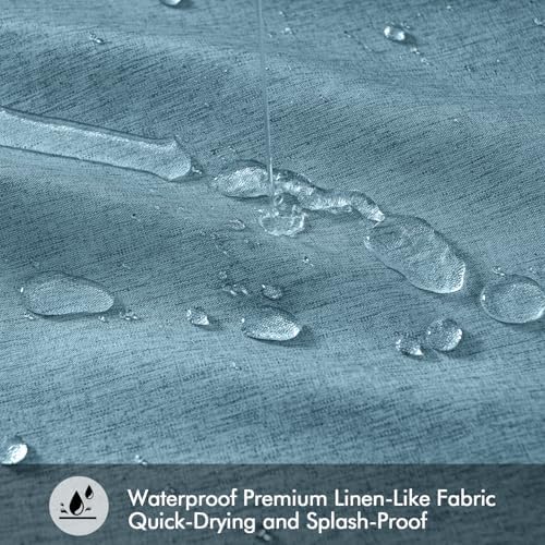 ANRODUO Moonlight Blue Long Linen Fabric Shower Curtain Set - W72xL108
