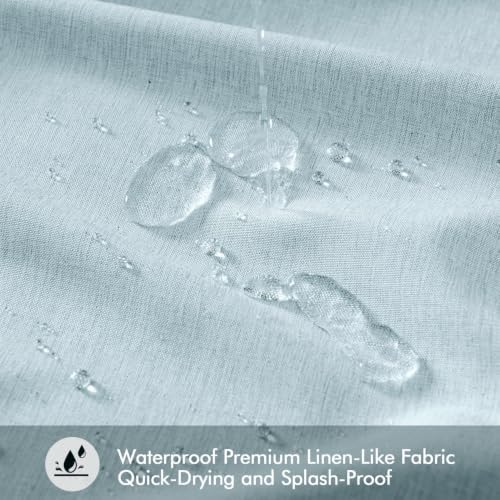 ANRODUO Fog Blue Linen Textured Fabric Shower Curtain Set - W72xL84