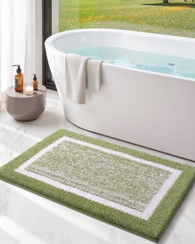 Color&Geometry Simple and Stylish Large Bath Mat for Bathroom,24"x36" Green