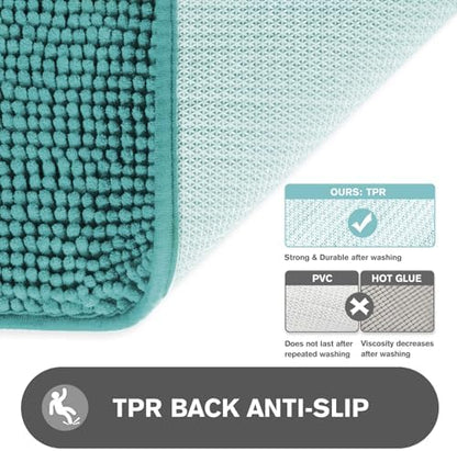 Bathroom Runner Rug 24 x 60 Inch – Extra Large Long Bath Mat | Absorbent and Washable Thick Chenille Bath Rug Non-Slip Runner Rug for Bathroom, Shower, Sink(Teal)