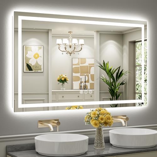 Briivue 60x36 Inch LED Bathroom Mirror with Lights, Backlit & Front Lit