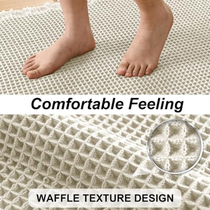 JIUZHEN Set of 2 Waffle Bathroom Rugs Non Slip Bath Mats 16"x24"+24"x48"