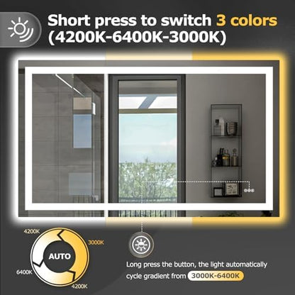 Hivone 60"X36" LED Bathroom Mirror with Lights, UL Listed