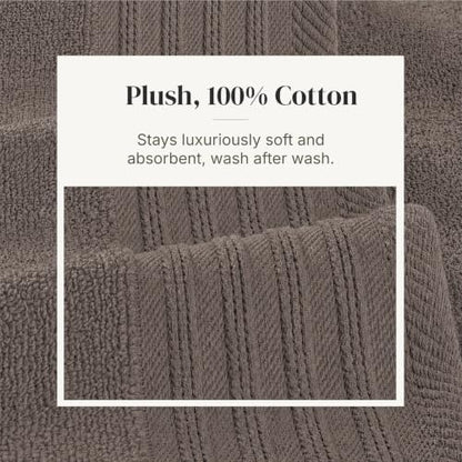 Modern Threads 6 Piece Bath Towel Set – Bathroom Towel Set with 2 Bath Towels, 2 Hand Towels & 2 Washcloths – 100% Cotton, Soft & Absorbent – Geometric (Classic Taupe)