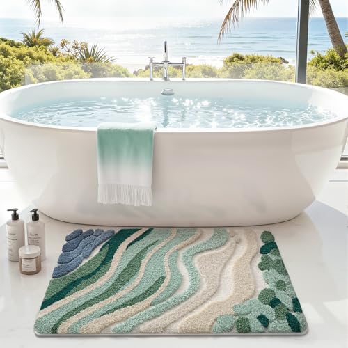 LUMI Beach Bathroom Rug 24x43, Soft Absorbent Bath Mat, Non Slip