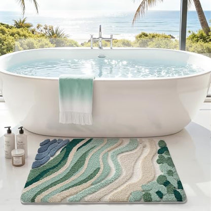 LUMI Beach Bathroom Rug 24x43, Soft Absorbent Bath Mat, Non Slip