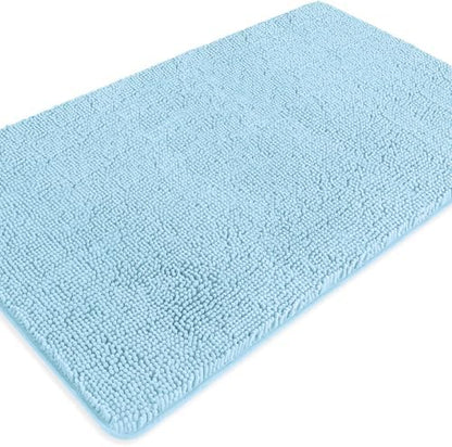 Bathroom Rugs 30 x 50 Inch – Extra Large Bath Mat | Absorbent and Washable Thick Chenille Bath Rugs Non-Slip Runner Rug for Bathroom, Shower, Tub(Light Blue)