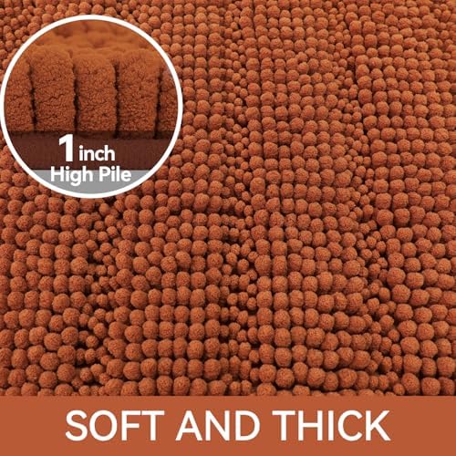 Bcoimo Bath Rug Mat,70x24 Extra Soft Burnt Orange Long Bathroom Runner Rug