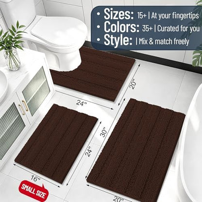 Smiry Thick Chenille Bathroom Runner Rugs 59x24, Absorbent Bath Mat, Brown