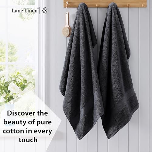 LANE LINEN Large Bath Sheets Absorbent Quick Dry 100% Cotton 4 Pack - Black