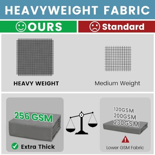 EUTXL 256GSM Heavyweight No Hook Waffle Shower Curtain, Grey, 71x74