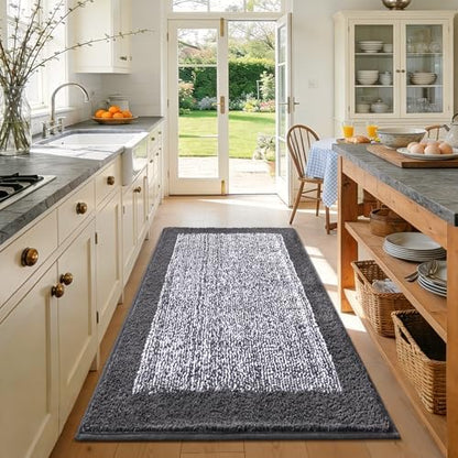 48x32 Large Bathroom Rugs Non Slip Washable, Soft Absorbent Bath Mat Grey