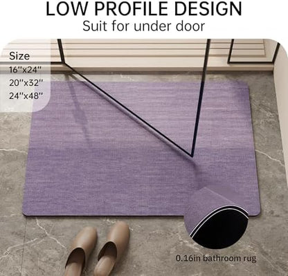 Mecko Bath Mat Ultra Thin Lavender Purple, 24"x48"