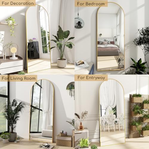 Dewfig Mirror Full Length, 64"X20" Arched Floor Mirror, Gold