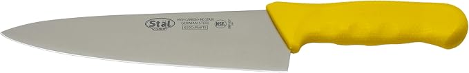 Winco 8" Commercial-Grade Chef's Knife with German Steel Blade, Yellow
