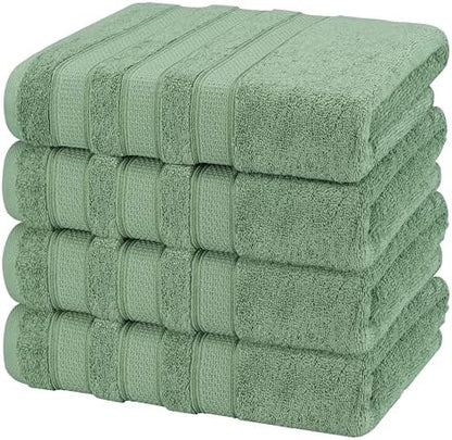 American Soft Linen Salem 100% Cotton Turkish 4 Piece Bath Towels for Bathroom, 600 GSM Soft Absorbent Quick Dry Bath Towel Set, Sage Green