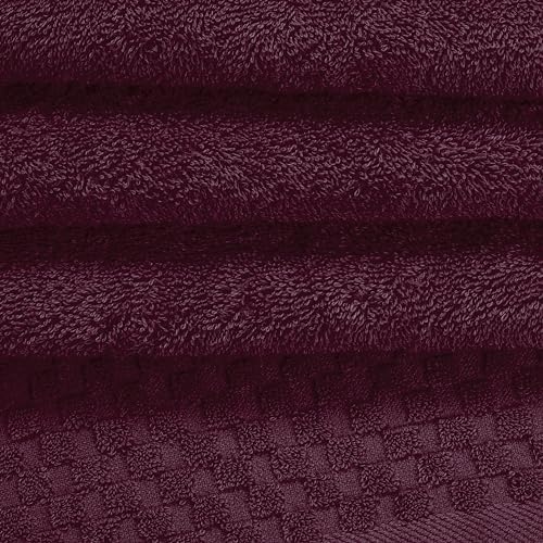 MyOwn Ultra Soft 3 Pack Cotton Towel Set, Contains a Bath Towels 28x55 inch, a Hand Towels 16x24 inch & a Wash Coths 12x12 inch, Ideal Everyday use, Compact & Lightweight - Burgundy