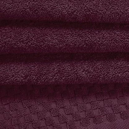 MyOwn Ultra Soft 3 Pack Cotton Towel Set, Contains a Bath Towels 28x55 inch, a Hand Towels 16x24 inch & a Wash Coths 12x12 inch, Ideal Everyday use, Compact & Lightweight - Burgundy