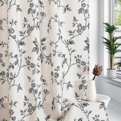 MitoVilla Long Cotton Floral Shower Curtain for Bathroom,72 x 78