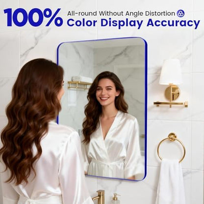 24" x 28" Blue Bathroom Mirror for Over Sink,Aluminum Frame