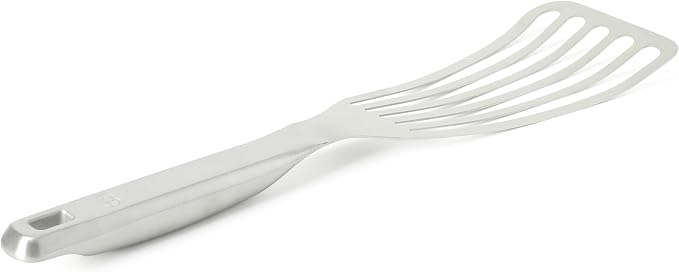 Calphalon Prime Slotted Spatula, Slotted Fish Turner, Stainless Steel Kitchen Flipping Spatula, Flexible Heavy-Gauge Heat Resistant for Seafood, Weighted Handle for Control