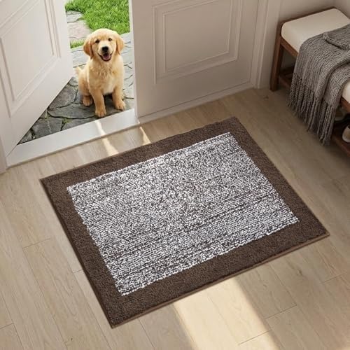 Bathroom Rugs 24x17 Non Slip Washable, Soft Absorbent Bath Mat Brown