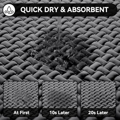 YDKGL Bathroom Runner Non Slip, Extra Soft Absorbent Quick Dry Bath Mats, Foam Weave Texture Thin Bath Rugs Washable with Rubber Backing, 20" x 59“