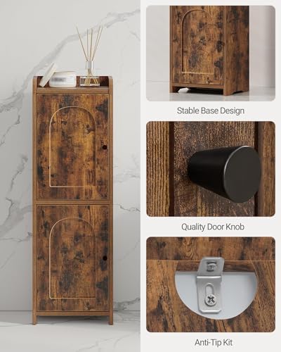 Hzuaneri Bathroom Storage Cabinet, Small Corner Floor Cabinet with 2 Doors