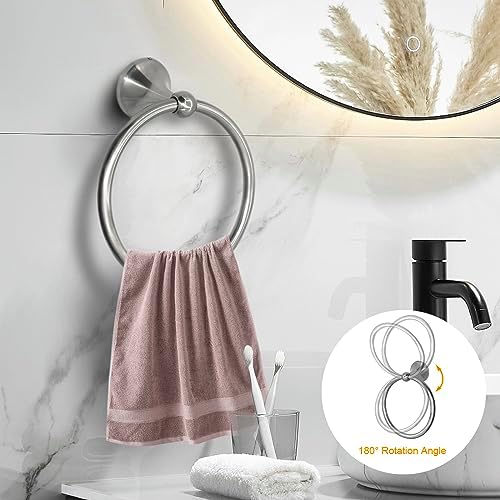 8 Pieces Bathroom Hardware Set Brushed Nickel Adjustable Expandable Towel Bars Towel Ring Wall Mount Toilet Paper Holder Towel Hooks Towel Racks Hand Towel Holder Bathroom Accessory Set