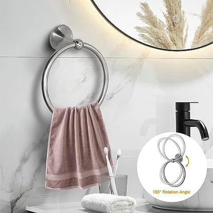 8 Pieces Bathroom Hardware Set Brushed Nickel Adjustable Expandable Towel Bars Towel Ring Wall Mount Toilet Paper Holder Towel Hooks Towel Racks Hand Towel Holder Bathroom Accessory Set