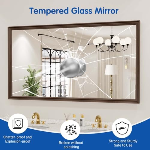 WEER Brown Bathroom Vanity Mirror 55x30 Inch