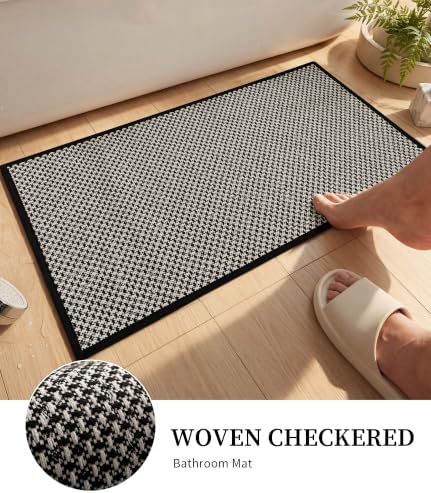 YIHOUSE Black Bathroom Rugs Sets 2 Pieces,Thin Bath Mat Quick Dry