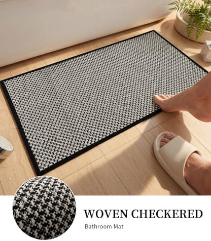 YIHOUSE Black Bathroom Rugs Sets 2 Pieces,Thin Bath Mat Quick Dry