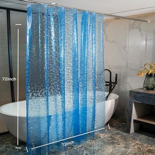 Shower Curtain Liner, 100% Waterproof Eva Shower Curtains with 3 Duty Heavy Bottom Magnets and 12 Rust Proof Grommets, 72x72 Weighted Shower Liner for Shower Stall, Bathtubs