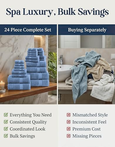 LANE LINEN Towel Set for Bathroom Soft Absorbent Quick Dry - Allure