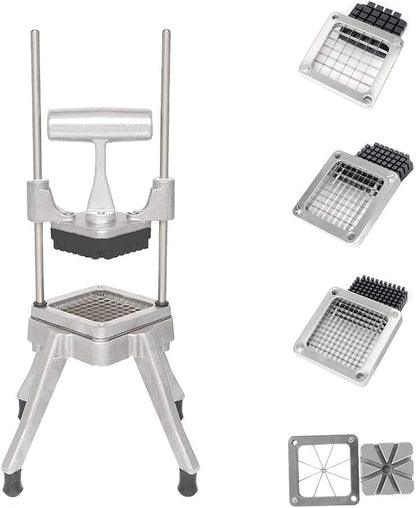 ROVSUN Commercial Vegetable Chopper French Fry Cutter with 4 Sizes Blades, Potato Dicer Slicer Fruit Chopper Stainless Steel for Restaurant, Home & Kitchen, 1/2", 3/8", 1/4" & 8-Wedge Blades