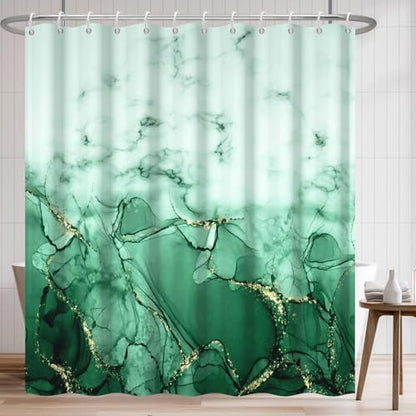 Green Marble Waterproof Bathroom Shower Curtain 72x72 inches