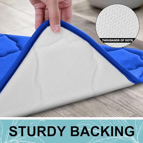 OLANLY Memory Foam Bath Mat Rug 24x16, Ultra Soft Bathroom Rugs, Royal Blue