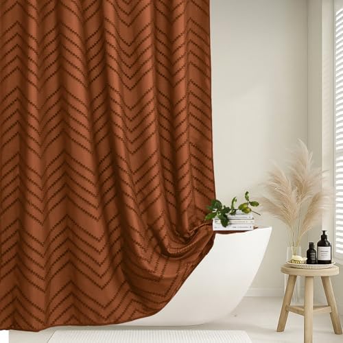 Orange Boho Fabric Shower Curtain 72 x 74 Inches