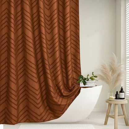 Orange Boho Fabric Shower Curtain 72 x 74 Inches