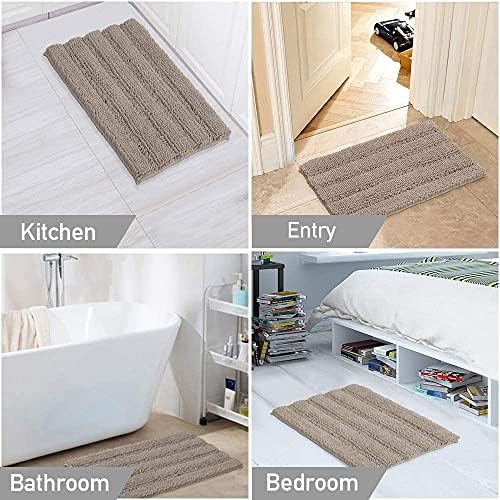 2-Piece Bathroom Rug Set with U-Shaped Mat, Soft Absorbent Chenille, Taupe