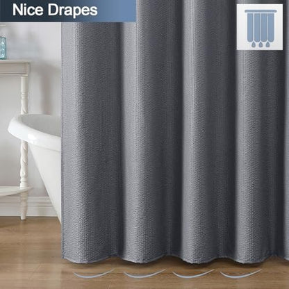 OWENIE Grey Stall Shower Curtain for Bathroom, 3D Embossed Textured Fabric Small Shower Curtain for Narrow Stall Size, Machine Washable Water Resistance, Hotel Style, 36" W x 72" L, Grey