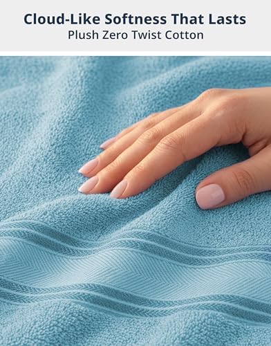 LANE LINEN Bathroom Towel Set 12 Piece Soft Absorbent Quick Dry - Blue
