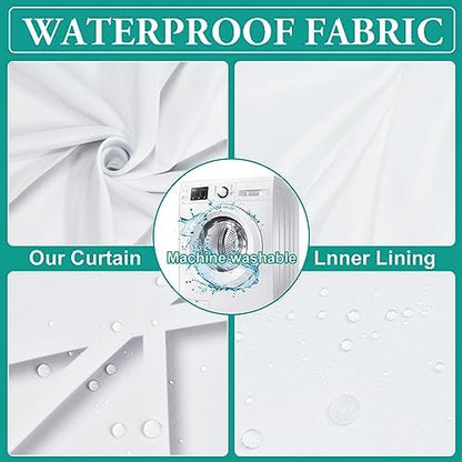 LXBNI No Hook Shower Curtain with Liner, Grey Shadow, 71 x 74 Inch