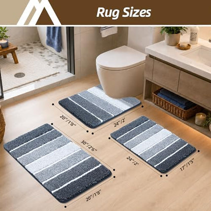 COSY HOMEER Toilet Rugs U-Shaped 24"x20", Ultra Soft Absorbent Bath Mat