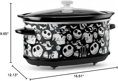 Disney The Nightmare Before Christmas Slow Cooker by Select Brands - 7-Quart Kitchen Appliance - Removable & Dishwasher-Safe Stoneware Crock - Tempered Glass Lid