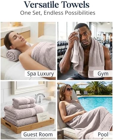LANE LINEN Bath Towel Set 100% Cotton 16 Piece Soft Absorbent - Platinum