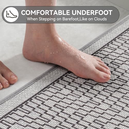YDKGL Bathroom Runner Rug, Long Thin Bath Mat Fit Under Door, Grey 17x47